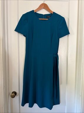 Andrew Marc Teal Midi Dress with Side Tie